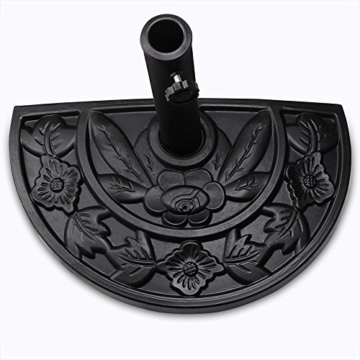 Deuba Sonnenschirmständer halbrund 9 kg Blumen Design schwarz Gussoptik Schirmständer wetterfest Sonnenschirm Ständer - 2