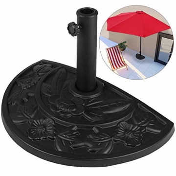 Deuba Sonnenschirmständer halbrund 9 kg Blumen Design schwarz Gussoptik Schirmständer wetterfest Sonnenschirm Ständer - 1