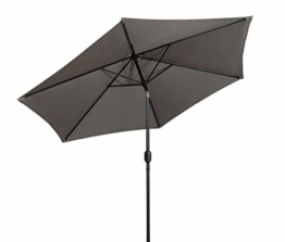 Deuline® Alu Sonnenschirm Ø 300 cm Gartenschirm Terrassenschirm Marktschirm neigbar mit Kurbel Aluminium Mast UV-Schutz Wasserabweisende Bespannung Rund Malta Grau 521807 - 1