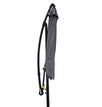 Deuline® Alu Sonnenschirm Ø300cm Gartenschirm Marktschirm Ampelschirm mit Kurbel Alu Mast UV Schutz Wasserabweisende Bespannung gratis Schutzhülle Mallorca Grau 521801 - 3