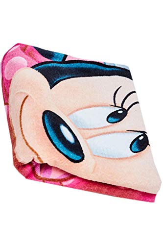 Disney Minnie Maus Strandtuch Handtuch Verschiedene Designs 70 x 140 cm, für Kinder Jungen und Mädchen, 100% Baumwolle (pink mit Blumen) - 2