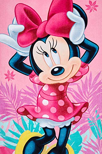 Disney Minnie Maus Strandtuch Handtuch Verschiedene Designs 70 x 140 cm, für Kinder Jungen und Mädchen, 100% Baumwolle (pink mit Blumen) - 3