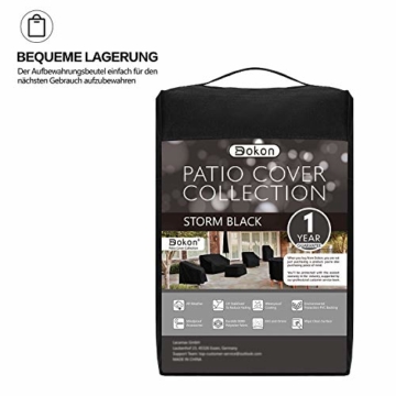 Dokon Hollywoodschaukel Abdeckung 3 Sitzer, Wasserdicht, Winddicht, UV-Beständiges, Schwerlast Reißfest 600D Oxford Gewebe Schutzhülle für Gartenschaukel (210x150x150cm) - Schwarz - 7