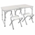 ECD Germany Campingtisch Set mit 4 Hocker - 120 x 60 x 55/63/70 cm höhenverstellbar - klappbar - Weiß/Creme - aus Aluminium und MDF - Campingmöbel Set Klappmöbel Klapptisch Falttisch - 2