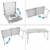 ECD Germany Campingtisch Set mit 4 Hocker - 120 x 60 x 55/63/70 cm höhenverstellbar - klappbar - Weiß/Creme - aus Aluminium und MDF - Campingmöbel Set Klappmöbel Klapptisch Falttisch - 5