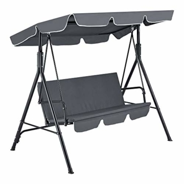[en.casa] Hollywoodschaukel 172x112x152cm Gartenschaukel 3-Sitzer Gartenliege Schaukel Gartenbank bis 270kg Wasserabweisender Bezug - 3
