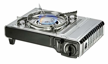 Enders® Campingkocher NELSON 1880 Leistung 2,2 kW, Kartuschenkocher, inkl. Tragekoffer, für Ventil-Gaskartusche, Überdruck-Sicherheitsabschaltung, Silber - 2