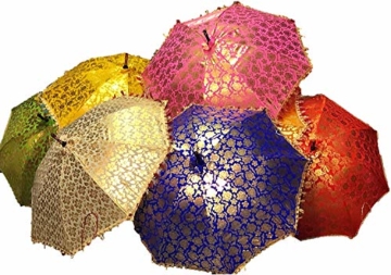 GANESHAM Indischer Hochzeits-Dekorativer Designer-Regenschirm, modisch, mehrfarbig, Strandschirm, UV-Schutz, Sonnenschirm, Stickerei, Outdoor, Boho-Sonnenschirm, handgefertigt (10 Stück) - 1