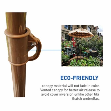 Gartenschirm Sonnenschirm Hawaii Sonnenschutz Ø 150 cm Höhenverstellbar Terrassenschirm Strandschirm strohschirm Pavillon Reise Deck Camping - 5