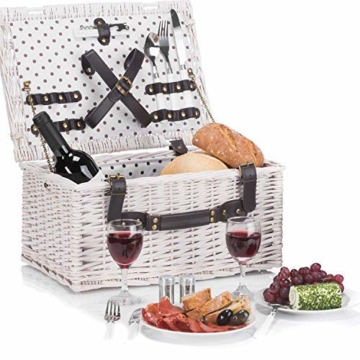 GOODS+GADGETS Weidenkorb Picknickkorb aus Weide mit Picknick Geschirr, Besteck, Gläsern, Korkenzieher (Picknickkorb - 2 Personen) - 1