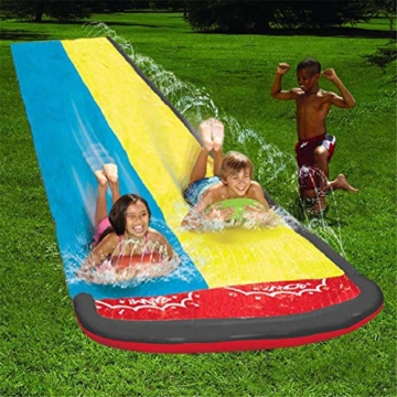 Groß Rasen Wasserrutschen Für Kinder Und Erwachsene, 480 cm Garten Spaß Wassersprühspielzeug Reißfester Wasserrutschmatte Im Freien - 4