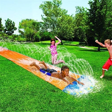 Groß Rasen Wasserrutschen Für Kinder Und Erwachsene, 480 cm Garten Spaß Wassersprühspielzeug Reißfester Wasserrutschmatte Im Freien - 6