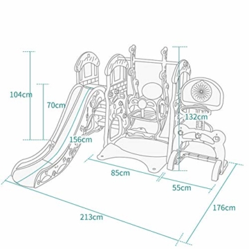 HAPPYMATY 5 in 1 Spielturm Schaukel Rutsche Basketballkorb Fußballtor in einem Kinder Spielplatz Indoor Spielhaus Set Kletterturm Kinderrutsche - 7