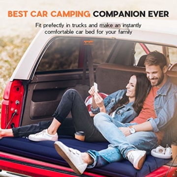 HIKENTURE Camping Isomatte Ultraleicht, Doppel Isomatte Aufblasbar für 2 Personen, Luftmatratze Schlafmatte Kleines Packmaß mit Fußpumpe, für Camping, Reise, Outdoor, Wandern, Strand, Navyblau - 5