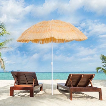 HOMCOM Outsunny Sonnenschirm Hawaiischirm Strandschirm Partyschirm Gartenschirm, 4 Modelle (Hawaiischirm/Ø160cm/beige) - 7