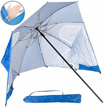 infactory Sonnenschirm Muschel: 2in1-Sonnenschirm und Strandmuschel 2 Seitenwände, UV50+, verstellbar (Sonnenschirm Strandschirm) - 2