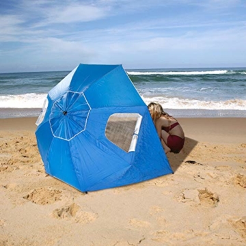 infactory Sonnenschirm Muschel: 2in1-Sonnenschirm und Strandmuschel 2 Seitenwände, UV50+, verstellbar (Sonnenschirm Strandschirm) - 3