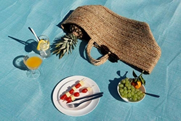 jilda-tex Picknickdecke Campingdecke XXL Matte 200x200 cm Strandmatte wasserdicht sandfest (Chillout-Petrol) - 5