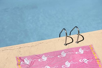 jilda-tex Strandtuch 90x180 cm Badetuch Strandlaken Handtuch 100% Baumwolle Velours Frottier Pflegeleicht (Flamingo Tropical) - 2