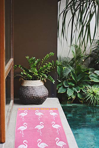 jilda-tex Strandtuch 90x180 cm Badetuch Strandlaken Handtuch 100% Baumwolle Velours Frottier Pflegeleicht (Flamingo Tropical) - 5