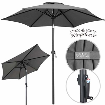 Kingsleeve Sonnenschirm Balkon anthrazit 200cm knickbar rund neigbar wasserabweisend Kurbel 2m Balkonschirm Gartenschirm - 3