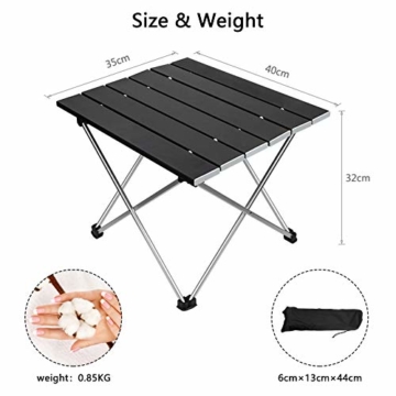 Linkax Tragbar Klapptisch Aluminium Campingtisch mit Tragetasche, Maximale Belastung 30 kg für Camping Picknick, Strand, Garten Grill - 7