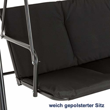 M MCombo 3-Sitzer Hollywoodschaukel Gartenschaukel Gartenliege Schaukelbank 8003 (Schwarz) - 7