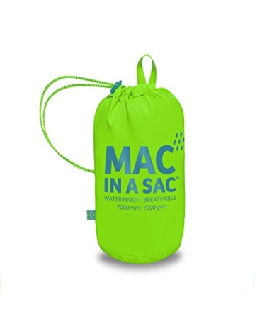 Mac in a Sac New Neon - Unisex Regenjacke - wasserdicht - mit Tasche zum Verstauen - Neonfarben - Neongrün - M - 3