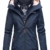 Marikoo Damen Regen Jacke Outdoor Regenjacke Winterjacke Fleece Gefüttert Kapuze XS - XXL Erdbeere (L, Navy) - 1