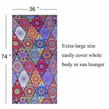 Mikrofaser Stoff Strandtuch Familie Groß 176x76 cm - 2er Pack XXL Boho Mandala Muater Schnelltrocknend Strandtücher, Strandlaken Handtuch, Bunt Beach Towel Männer Damen für Pool, Picknicks, Camping - 2