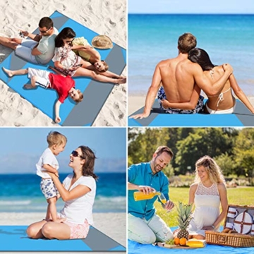 NC Stranddecke wasserdichte Picknickdecke mit 4 Zeltstöpsel, Sandabweisende Campingdecke für den Strand, Campen, Wandern - 4