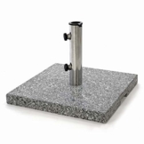 Nexos Sonnenschirmständer 25kg polierter Granit Edelstahl eckig 45 x 45 cm Schirmständer mit Griffmulden und Reduzierringen für Schirme bis 3m Durchmesser geeignet - 1