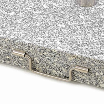 Nexos Sonnenschirmständer Granit Edelstahl 25kg halb eckig mit Griff und Räder 45,5 x 28 x 39 cm grau - 4