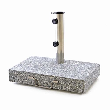 Nexos Sonnenschirmständer Granit Edelstahl 25kg halb eckig mit Griff und Räder 45,5 x 28 x 39 cm grau - 1