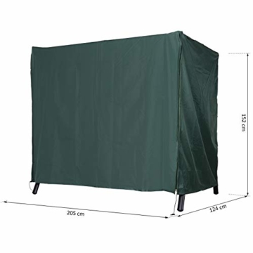 Outsunny Abdeckung für Gartenschaukel, Schutzhülle für Hollywoodschaukel, Abdeckhaube, Wasserfest, Sonnenschutz, Oxford, Grün, 205 x 124 x 164 cm - 8