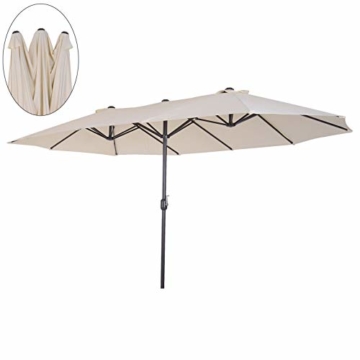 Outsunny Sonnenschirm Gartenschirm Marktschirm Doppelsonnenschirm Terrassenschirm mit Handkurbel Beige Oval 460 x 270 x 240 cm - 1