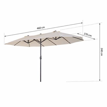 Outsunny Sonnenschirm Gartenschirm Marktschirm Doppelsonnenschirm Terrassenschirm mit Handkurbel Beige Oval 460 x 270 x 240 cm - 6