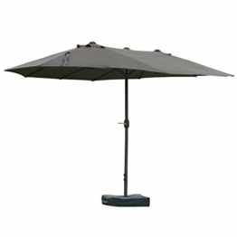Outsunny Sonnenschirm Gartenschirm Marktschirm Doppelsonnenschirm Terrassenschirm mit Schirmständer Handkurbel Dunkelgrau Oval 460 x 270 x 240 cm - 1