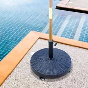 Outsunny Sonnenschirmständer Schirmständer Schirmhalter Schirmfuß 25 kg Rattanoptik Ständer Schirm Ø38/48 mm Kunstharz + Metall Schwarz Ø52 x 41 cm - 5