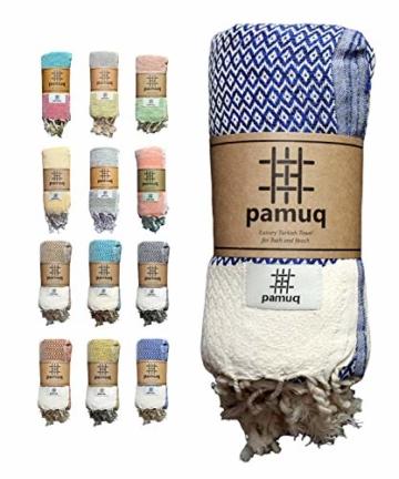 pamuq® Strandtuch XXL Saunatuch Badetuch Hamamtuch Groß Baumwolle Oeko-TEX® Duschtuch Pestemal Handtuch Fouta Pareo Yoga Decke Sporttuch Sarong Herren Damen - 1