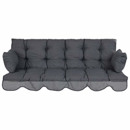PATIO Auflagen Set Bora für Hollywoodschaukel Polsterauflage Sitzkissen Rückenkissen Seitenkissen Gesteppt D002-06PB 170 cm (dunkel grau) - 1