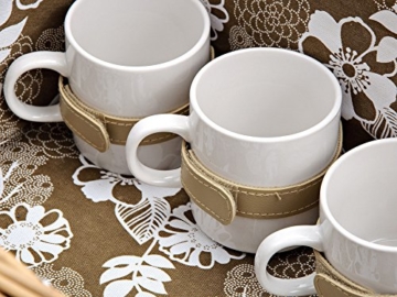 Picknickkorb 4 Personen aus Weide mit Blumen Muster - 24 teilig - Hochwertiges Picknick Set mit Deckel, Geschirr Set & Zubehör - Grün Weiß - 2