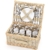 Picknickkorb 4 Personen aus Weide mit Blumen Muster - 24 teilig - Hochwertiges Picknick Set mit Deckel, Geschirr Set & Zubehör - Grün Weiß - 1