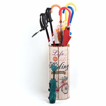 Rebecca Mobili Regenschirm Schirmhalter Leinwand beige rund Life is Riding Retro Flur (Cod. RE4760) - 4