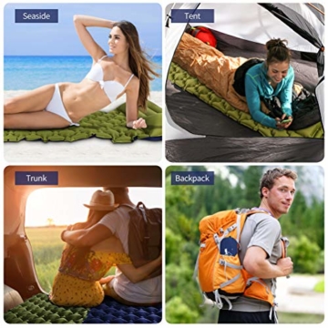 RUNACC Isomatte Camping Selbstaufblasbare, Aufblasbare Ultraleicht Luftmatratze Camping Matratze Outdoor Luftbett für Camping, Reise, Outdoor, Wandern, Strand(Grün&Blau) - 4