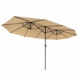 SONGMICS Doppelsonnenschirm 460 x 270 cm, extra großer Sonnenschirm, Gartenschirm, UV-Schutz bis UPF 50+, Terrassenschirm, mit Kurbel, Markt, Garten, Balkon, Outdoor, ohne Ständer, Taupe GPU36BR - 1