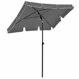 SONGMICS Sonnenschirm für Balkon, rechteckiger Gartenschirm, 180 x 125 cm, UV-Schutz bis UPF 50+, knickbar, Schirmtuch mit PA-Beschichtung, für Garten, Terrasse, ohne Ständer, grau GPU180G01 - 1