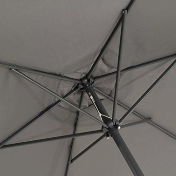 Sonnenschirm Ø 290cm Stahl Gestell UV Schutz UPF 50+ Gartenschirm Marktschirm mit Kurbel und neigbar Schirmstoff anthrazit wasser- und schmutzabweisend Höhe 230 cm - 3
