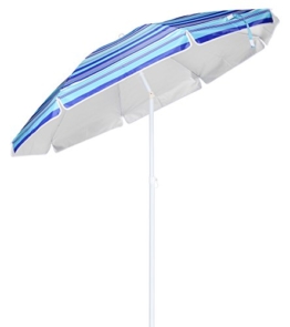 Spetebo Alu Sonnenschirm mit 50+ UV Schutz - knickbarer Schirm mit 200 cm Durchmesser - Strandschirm mit stabilem Erdspieß Ø 3 cm - 1