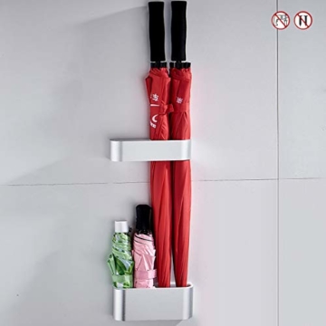 Sport Tent-Schirmständer Wand Regenschirmständer Wasserauffangschale Wandschirmständer für Flur Zuhause und Büro (Matt Silber) - 8